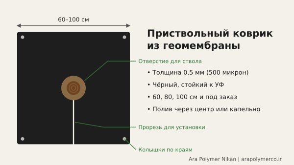 Приствольный коврик из геомембраны: защита от сорняков и экономия воды